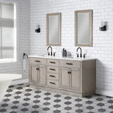 Water Creation | Chestnut 72 In. Double Sink Carrara White Marble Countertop Vanity In Grey Oak | CH72CW03GK-000000000