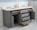 Water Creation | 72" Palace Collection Quartz Carrara Cashmere Grey Bathroom Vanity Set With Hardware in Chrome Finish | PA72QZ01CG-000000000