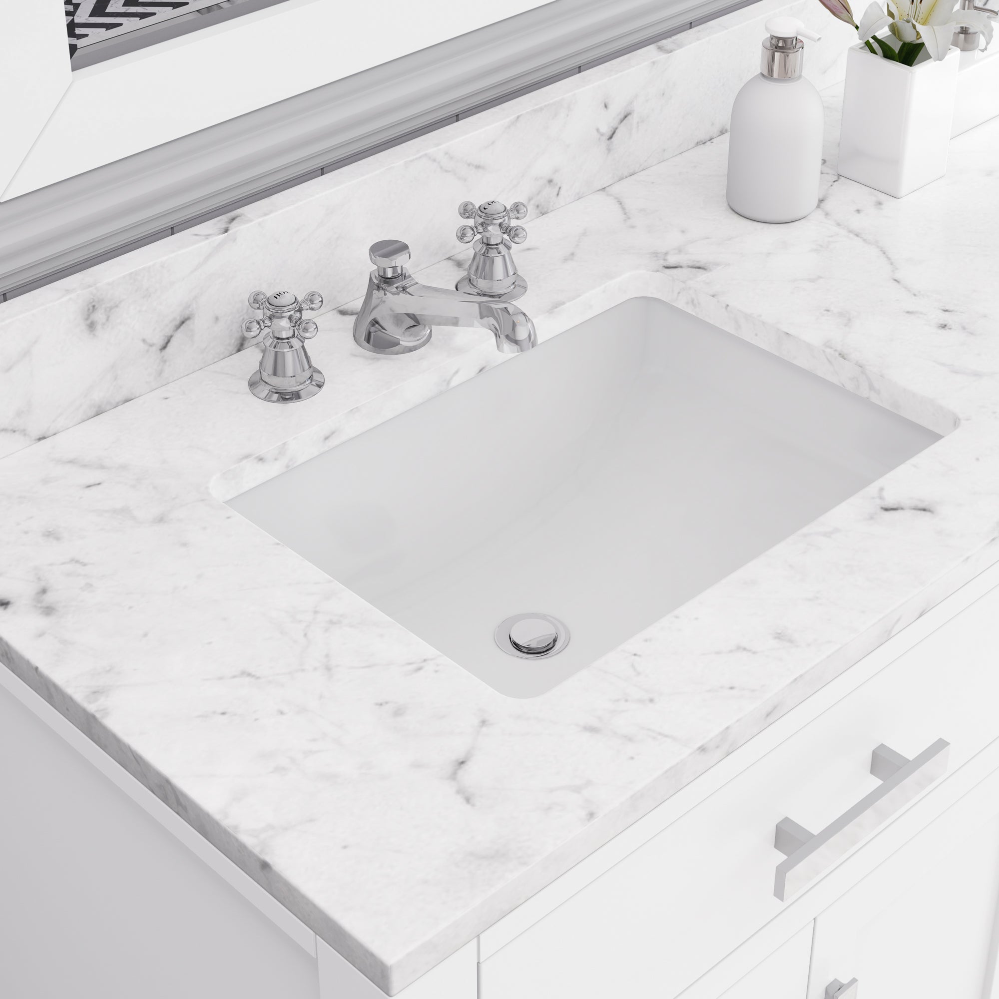 Water Creation | 72 Inch Pure White Double Sink Bathroom Vanity With Faucet From The Madison Collection | MS72CW01PW-000BX0901