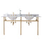 Water Creation | Embassy 72 Inch Wide Double Wash Stand, P-Trap, Counter Top with Basin, and F2-0012 Faucet included in Satin Gold Finish | EB72D-0612