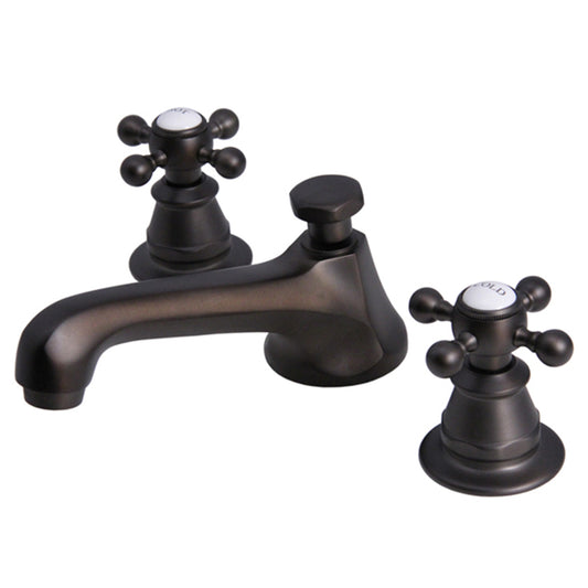 Water Creation | American 20th Century Classic Widespread Lavatory F2-0009 Faucets With Pop-Up Drain in Oil-rubbed Bronze Finish Finish With Metal Cross Handles, Hot And Cold Labels Included | F2-0009-03-BX