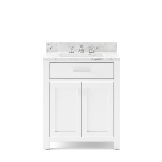 Water Creation | 30 Inch Pure White Single Sink Bathroom Vanity With Faucet From The Madison Collection | MS30CW01PW-000BX0901