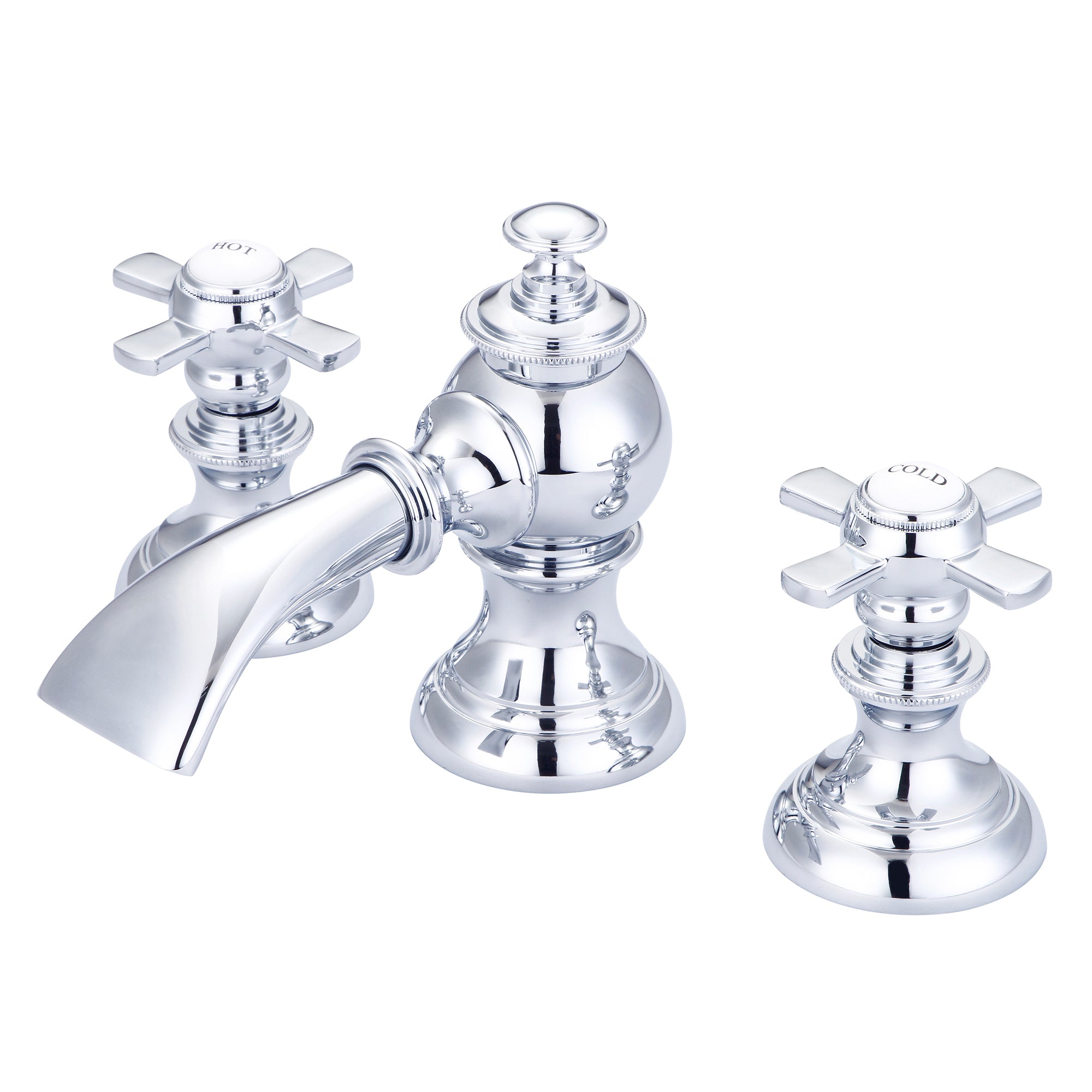 Water Creation | Modern Classic Widespread Lavatory F2-0013 Faucets With Pop-Up Drain in Chrome Finish With Flat Cross Handles | F2-0013-01-FX