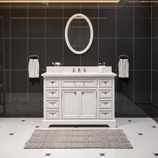 Water Creation | 48 Inch Pure White Single Sink Bathroom Vanity From The Derby Collection | DE48CW01PW-000000000