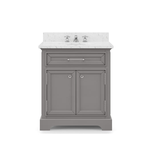 Water Creation | 30 Inch Cashmere Grey Single Sink Bathroom Vanity With Faucet From The Derby Collection | DE30CW01CG-000BX0901