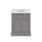 Water Creation | 30 Inch Cashmere Grey Single Sink Bathroom Vanity With Faucet From The Derby Collection | DE30CW01CG-000BX0901