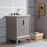 Water Creation | Elizabeth 24-Inch Single Sink Carrara White Marble Vanity In Cashmere Grey  | EL24CW03CG-000000000