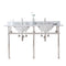 Water Creation | Embassy 60 Inch Wide Double Wash Stand, P-Trap, Counter Top with Basin, and F2-0012 Faucet included in Polished Nickel (PVD) Finish | EB60D-0512