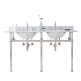 Water Creation | Embassy 60 Inch Wide Double Wash Stand, P-Trap, Counter Top with Basin, and F2-0012 Faucet included in Polished Nickel (PVD) Finish | EB60D-0512