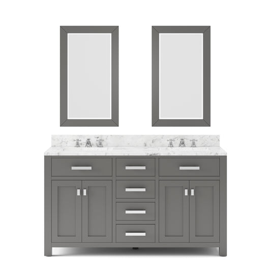 Water Creation | 60 Inch Cashmere Grey Double Sink Bathroom Vanity With 2 Matching Framed Mirrors From The Madison Collection | MS60CW01CG-R21000000