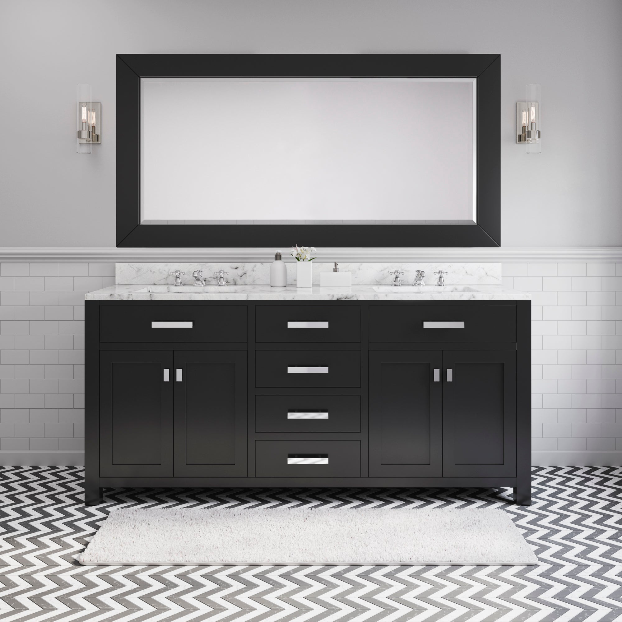 Water Creation | 72 Inch Espresso Double Sink Bathroom Vanity With Matching Large Framed Mirror From The Madison Collection | MS72CW01ES-R72000000