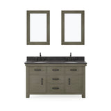 Water Creation | 60 Inch Grizzle Grey Double Sink Bathroom Vanity With Mirrors And Faucets With Blue Limestone Counter Top From The ABERDEEN Collection | AB60BL03GG-A24BX1203