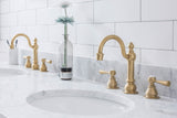 Water Creation | Empire 72 Inch Wide Double Wash Stand, P-Trap, Counter Top with Basin, and F2-0012 Faucet included in Satin Gold Finish | EP72D-0612