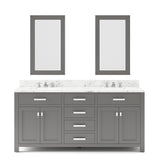 Water Creation | 72 Inch Cashmere Grey Double Sink Bathroom Vanity With 2 Matching Framed Mirrors And Faucets From The Madison Collection | MS72CW01CG-R24BX0901