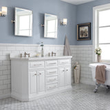 Water Creation | 60" Palace Collection Quartz Carrara Pure White Bathroom Vanity Set With Hardware And F2-0013 Faucets, Mirror in Polished Nickel (PVD) Finish | PA60QZ05PW-E18FX1305