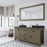 Water Creation | 72 Inch Grizzle Grey Double Sink Bathroom Vanity With Mirror With Blue Limestone Counter Top From The ABERDEEN Collection | AB72BL03GG-A72000000