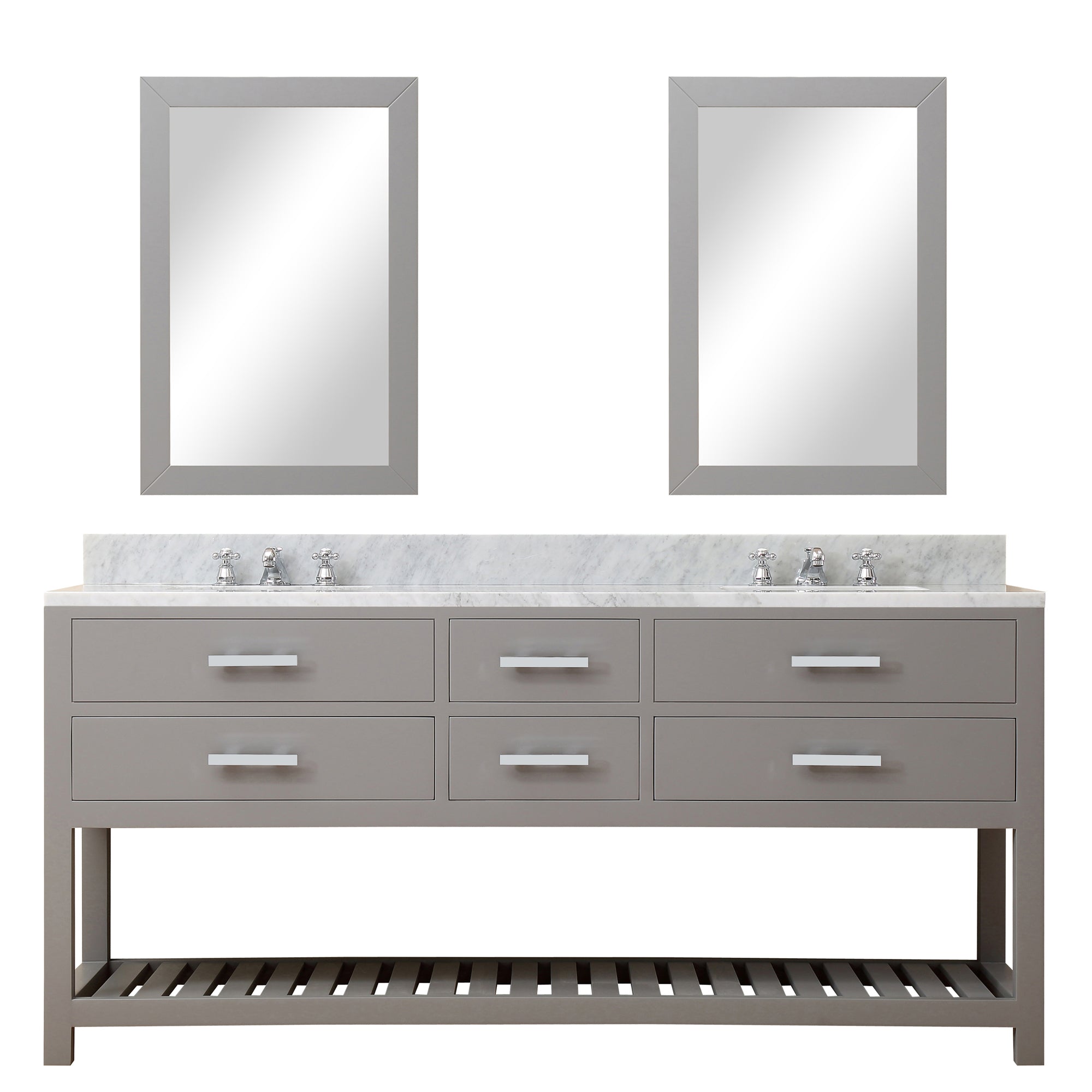 Water Creation | 72 Inch Cashmere Grey Double Sink Bathroom Vanity With 2 Matching Framed Mirrors From The Madalyn Collection | MA72CW01CG-R24000000