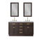 Water Creation | Chestnut 60 In. Double Sink Carrara White Marble Countertop Vanity In Brown Oak with Grooseneck Faucets and Mirrors | CH60CW06BK-R21BL1406