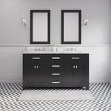 Water Creation | 60 Inch Espresso Double Sink Bathroom Vanity With 2 Matching Framed Mirrors And Faucets From The Madison Collection | MS60CW01ES-R21BX0901