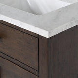 Water Creation | Chestnut 30 In. Single Sink Carrara White Marble Countertop Vanity In Brown Oak with Mirror | CH30CW06BK-R21000000