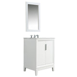 Water Creation | Elizabeth 24-Inch Single Sink Carrara White Marble Vanity In Pure White With Matching Mirror(s) | EL24CW01PW-R21000000