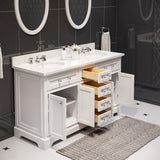 Water Creation | 60 Inch Pure White Double Sink Bathroom Vanity With Faucet From The Derby Collection | DE60CW01PW-000BX0901