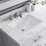 Water Creation | 60 Inch Pure White Double Sink Bathroom Vanity With Matching Framed Mirror And Faucet From The Madalyn Collection | MA60CW01PW-R60BX0901