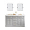 Water Creation | 60" Palace Collection Quartz Carrara Cashmere Grey Bathroom Vanity Set With Hardware And F2-0013 Faucets in Satin Gold Finish And Only Mirrors in Chrome Finish | PA60QZ06CG-E18FX1306