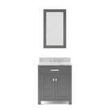 Water Creation | 30 Inch Cashmere Grey Single Sink Bathroom Vanity With Matching Framed Mirror And Faucet From The Madison Collection | MS30CW01CG-R24BX0901