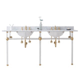 Water Creation | Empire 72 Inch Wide Double Wash Stand, P-Trap, Counter Top with Basin, and F2-0013 Faucet included in Satin Gold Finish | EP72D-0613