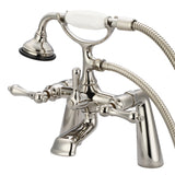 Water Creation | Vintage Classic 7 Inch Spread Deck Mount Tub Faucet With Handheld Shower in Polished Nickel (PVD) Finish With Metal Lever Handles Without Labels | F6-0003-05-AL