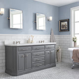 Water Creation | 72" Palace Collection Quartz Carrara Cashmere Grey Bathroom Vanity Set With Hardware And F2-0009 Faucets, Mirror in Polished Nickel (PVD) Finish | PA72QZ05CG-E18BX0905