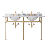 Water Creation | Embassy 60 Inch Wide Double Wash Stand, P-Trap, and Counter Top with Basin included in Satin Gold Finish | EB60C-0600