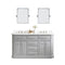 Water Creation | 60" Palace Collection Quartz Carrara Cashmere Grey Bathroom Vanity Set With Hardware And F2-0009 Faucets, Mirror in Polished Nickel (PVD) Finish | PA60QZ05CG-E18BX0905