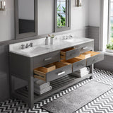 Water Creation | 72 Inch Cashmere Grey Double Sink Bathroom Vanity With 2 Matching Framed Mirrors And Faucets From The Madalyn Collection | MA72CW01CG-R24BX0901