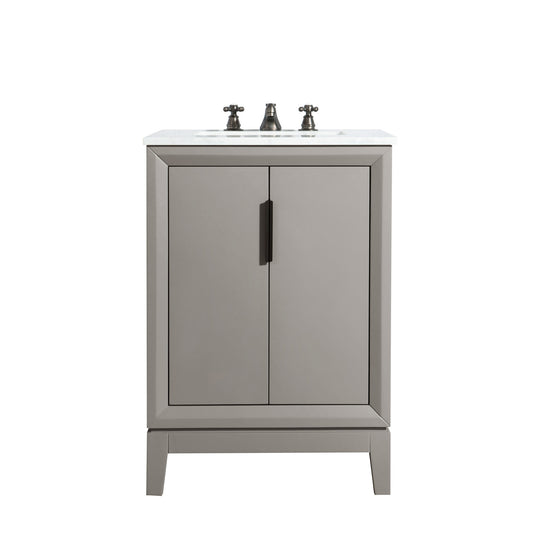 Water Creation | Elizabeth 24-Inch Single Sink Carrara White Marble Vanity In Cashmere Grey  With F2-0009-03-BX Lavatory Faucet(s) | EL24CW03CG-000BX0903