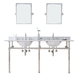 Water Creation | Embassy 72 Inch Wide Double Wash Stand, P-Trap, Counter Top with Basin, F2-0012 Faucet and Mirror included in Polished Nickel (PVD) Finish | EB72E-0512