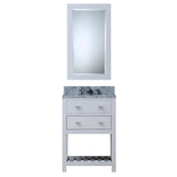 Water Creation | 24 Inch Pure White Single Sink Bathroom Vanity With Matching Framed Mirror And Faucet From The Madalyn Collection | MA24CW01PW-R21BX0901