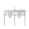 Water Creation | Embassy 60 Inch Wide Double Wash Stand, P-Trap, Counter Top with Basin, and F2-0009 Faucet included in Polished Nickel (PVD) Finish | EB60D-0509