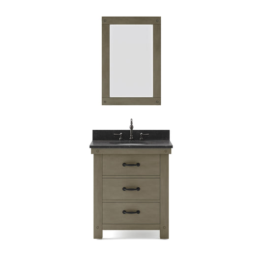 Water Creation | 30 Inch Grizzle Grey Single Sink Bathroom Vanity With Mirror With Blue Limestone Counter Top From The ABERDEEN Collection | AB30BL03GG-A24000000