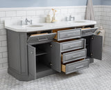 Water Creation | 72" Palace Collection Quartz Carrara Cashmere Grey Bathroom Vanity Set With Hardware And F2-0013 Faucets in Chrome Finish | PA72QZ01CG-000FX1301