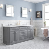 Water Creation | 72" Palace Collection Quartz Carrara Cashmere Grey Bathroom Vanity Set With Hardware in Chrome Finish | PA72QZ01CG-000000000