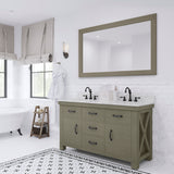 Water Creation | 60 Inch Grizzle Grey Double Sink Bathroom Vanity With Mirror With Carrara White Marble Counter Top From The ABERDEEN Collection | AB60CW03GG-A60000000