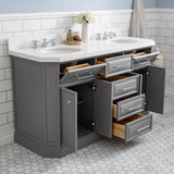 Water Creation | 60" Palace Collection Quartz Carrara Cashmere Grey Bathroom Vanity Set With Hardware, Mirror in Chrome Finish | PA60QZ01CG-E18000000