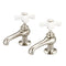 Water Creation | Vintage Classic Basin Cocks Lavatory Faucets in Polished Nickel (PVD) Finish With Porcelain Cross Handles, Hot And Cold Labels Included | F1-0003-05-PX