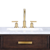 Water Creation | Water Creation Modern Gooseneck Spout Widespread Faucet F2-0014 in Satin Gold PVD | F2-0014-06-BL