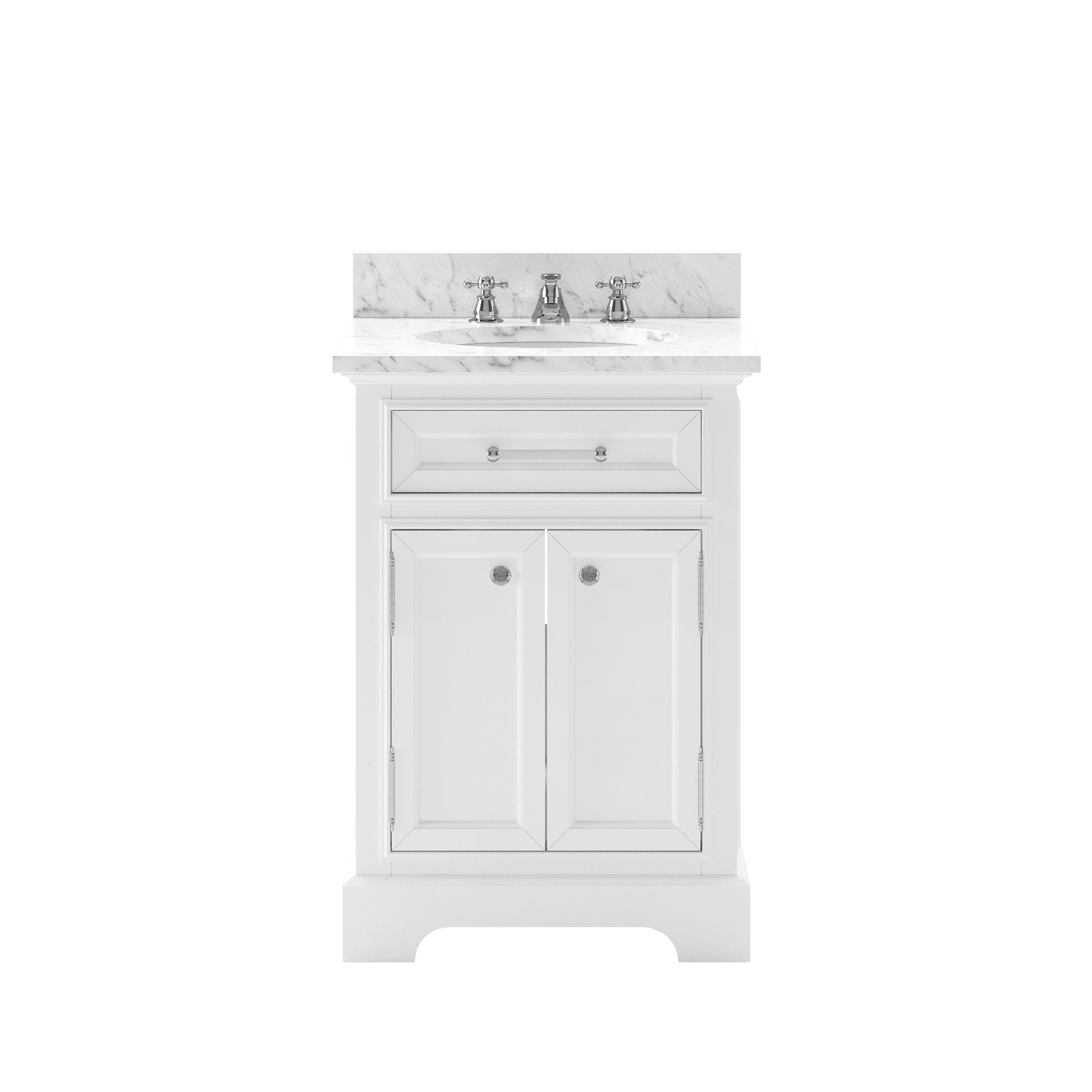Water Creation | 24 Inch Pure White Single Sink Bathroom Vanity With Faucet From The Derby Collection | DE24CW01PW-000BX0901
