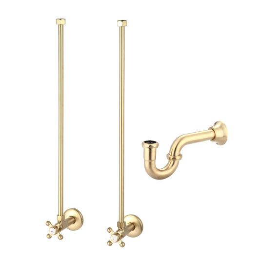 Water Creation | Embassy 60 Inch Wide Double Wash Stand and P-Trap included in Satin Gold Finish | EB60B-0600