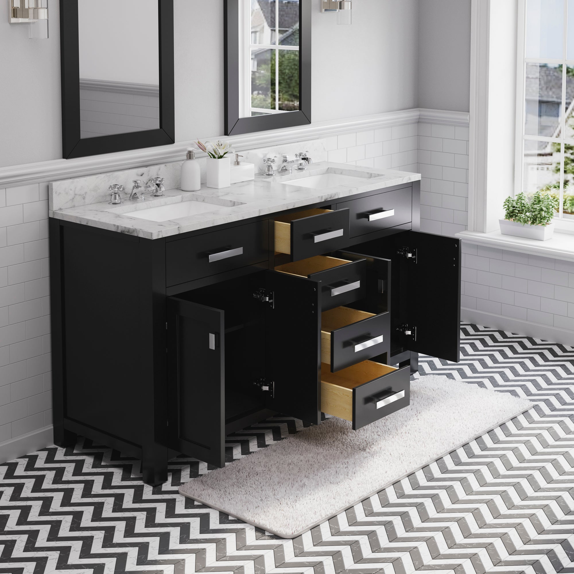 Water Creation | 60 Inch Espresso Double Sink Bathroom Vanity With Faucet From The Madison Collection | MS60CW01ES-000BX0901