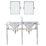 Water Creation | Embassy 60 Inch Wide Double Wash Stand, P-Trap, Counter Top with Basin, F2-0009 Faucet and Mirror included in Polished Nickel (PVD) Finish | EB60E-0509